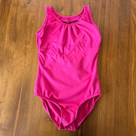 BLOCH Miame Love Heart Ballet Leotard Girls 8-10 Pink Leo Mesh Back Valentine's - Picture 2 of 6